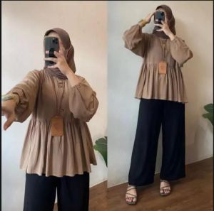 RANIA TOP BLOUSE KEKINIAN BAHAN CRINKEL AORFLOW SIZE S M L XL XXL BLOUSE JUMBO RANIA KEKINIAN BLOUSE VIRAL BLOUSE RANIA MURAH