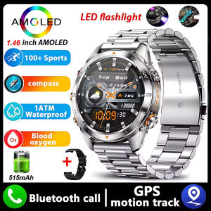 New Outdoor military Smart Watch IP69K 3ATM SWIM Waterproof Men 1.46" AMOLED BT Call 515mAh LED Flashlight Sports Smart Bracelet