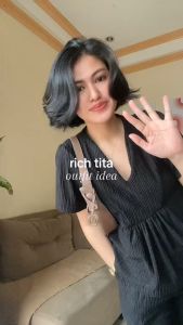 SC137 Cotton Bark Stretchable Vneck Peplum Blouse and Wideleg Pants with pockets Coords Set