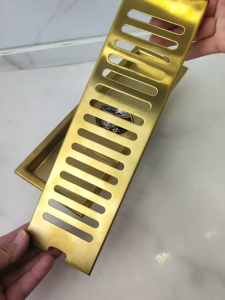 BAOKEMO 304Stainless Steel Bathroom Drainage Long Drainage Pipe Anti Odor Linear Floor Drain Bathroom Accessories Golden