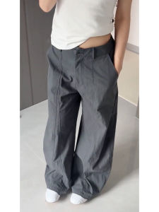 MANMI | Vintage Style Loose Fit Gray Wide Leg Pants
