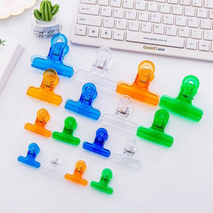 Clear Plastic Binder Clips Colorful Hinge Paper Clip Clamps for Food Chip Bags Art Crafts Kitchen Office Teaching (4 Assorted Colors)