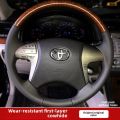 Custom Fit Leather Steering Wheel Cover for Toyota Camry 6th Gen Hand Sewn Full Or Semi Wrap Car Specific Design All Seasons. 