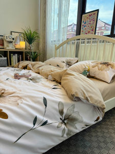 Thickened Pure Cotton Flannel Bedding Set Autumn Winter Princess Style Three-piece Cotton Sheet Set Warmth Storage Bedding