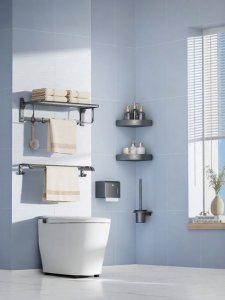 HIGOLD | Space Aluminum Bathroom Towel Rack and Shelf Gun Gray