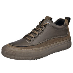 NUDANLAI | High-Top Leather Shoes for Men Autumn/Winter Thick Sole Non-slip Outdoors Trendy
