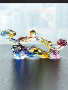 Ancient Method Glass Lucky Charm Home Office Decorations Moving Gift Display Piece for Entrance Living Room Decorations