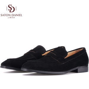 Spring Summer New Lazy Person Loafers Real Leather Casual Trendy Suede Mens Shoes Breathable Slip-On round Toe Rubber Outsole