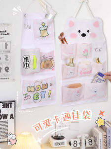 Hanging Storage Bag for Dormitory Student Bedroom Wall Bed Head Organizer Oxford Cloth No Drilling Required Cartoon Design