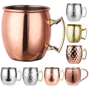 MOJOYCE Moscow Mule Mug Stainless Steel Coffee Cup with Handle Cocktail Mug Copper Plated for Cold Drinks Beer Wine Bars Parties Gifts