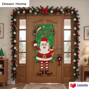 110cm Big Merry Christmas Banner Flag 5 Design Options Santa Claus Snowman Reindeer Christmas Tree Xmas Door Window Hanging Decor Ornament