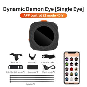Dynamic Motorcycle Bicycle Rearview Mirror Decorative lights 3D Devil Eye USB Rechargeable LED Light Retrofit Kit GIF APP Contor