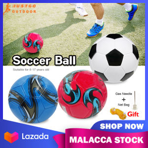 Inflatable Football No.4 No.5 Adult Students Teenager Outdoor Soccer Sports Waterproof PVC Soccer Balls Child Training Football 足球 | JUSTGO OUTDOOR