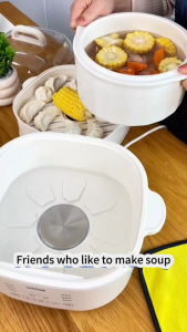 🚚Malaysian ready-made 7L 5-pot ceramic inner pot electric stew pot soup tonic stew multi-functional fully automatic waterproof design buy now and get a steamer  periuk rebus elektrik 電燉盅