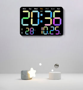 Minimalist Large Screen LED Wall Clock Wall Clocks Modern Multi-Function Mute Luminous Living Room Clock Alarm Clock Perpetual Calendar