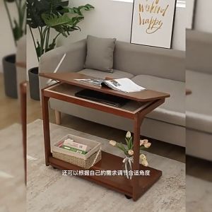Table with Wheels Sofa Side Table with Casters Couch Laptop Desk End Table Snack Tray for Living Room Bedroom