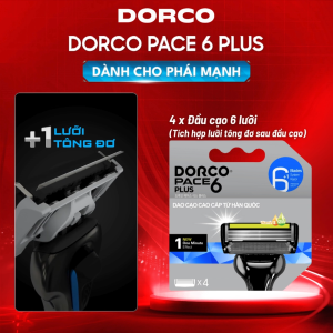 DORCO PACE 6 - Dao Cạo Hàn Quốc 6 Lưỡi - Hộp Gồm 4 Đầu Cạo