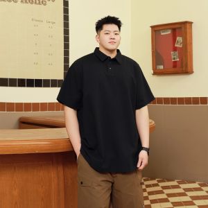 Trendy plus Size Mens Casual Short Sleeve Polo Shirt Loose Fit Solid Color Summer Fashion Comfortable Breathable Mens T-Shirt