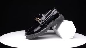 Korean Fashion Leather Shoes For  Men   Bright Leather Loafer Shoes  Black Formal Work Shoes#ATM06