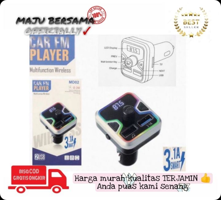 MB Car Charger MD02 Transmitter Modulator wireless bluetooth dua