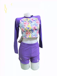 RAINBOW SWIMSUIT Long Sleeve Bathing Suits Beach Wear Rashguard Women Two piece Swimwear Korean Style Print Swimwear
