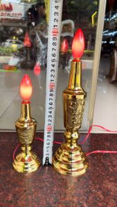 Chân nến bằng đồng chạy điện thờ cúng 2 cỡ cao 22cm và 30cm (Giá 1 cái)