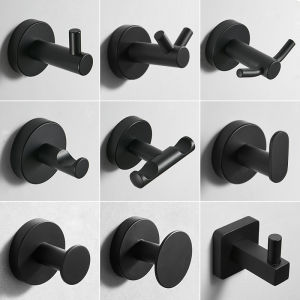 304 Stainless Steel Single Hook Black Living Room Hook Wall Hanging Clothes Coat Hook Toilet Wardrobe Hanger Hook