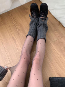 Polkadot Gray Silk + Leg Warmer Is Really Good Elegant! Light Miu Gray Series! Match with Coat Gas Field Instantly Full