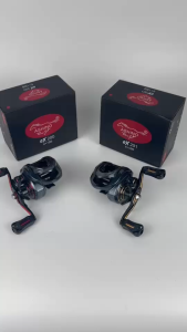 รอกตกปลา ASHINO OX รอบ 7.3:1 สีทอง/สีแดง หมุนลื่น เบรกแน่น