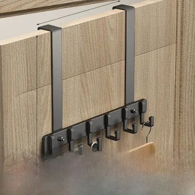 Door Back Hook Clothes Hanging Rack No Drilling Required Indoor Door Mounted Wall Mounted Space Saving Aluminum Clothes Storage