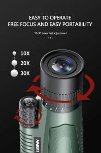 Outdoor Handheld Powerful HD 10-30x50 Zoom Telescope Monocular for Bird Watching Hiking Camping Travel