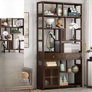 New Chinese Style Tea Cabinet Display Shelf Living Room Tea Tools Storage Cabinet Multi Treasure Bookshelf Home Furniture