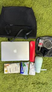 FUNFIT Tote Bag Everyday Elegant Mesh Bag (White/Black) - Staycation/ Travel/