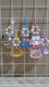 GANTUNGAN KUNCI GANCI SANRIO 3D KEPALA MODEL AKRILIK DAN GLITTER