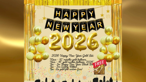 HAPPY NEW YEAR 2026 DECORATION SET (BANNER/BALLOON/2026/CURTAIN)