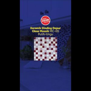 Zehn Keramik Dinding Dapur Glass Mozaik MC-05 30x30 Cm Putih-Ungu