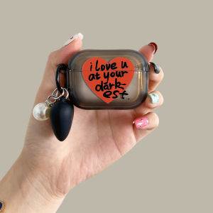 Black Silicone Protective Case for Apple Bluetooth Earphones Airpods4 Love Heart Design Compatible with 2nd And 3rd Gen pro Models