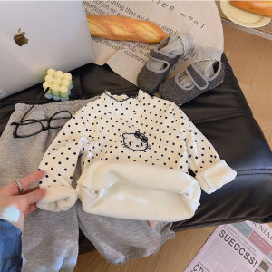Girls Warm Fleece Underwear Polka Dot