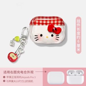 Transparent Protective Case for  Airpods pro 3 Air4 Bluetooth Earphone Covers Red Kitty Design Cute Original Style Accessories
