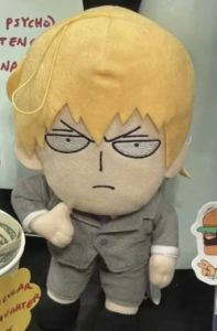 Bandai | 25cm Mob Psycho 100 Mob & Reigen Plush Doll Soft Stuffed Anime Character Cute Collectible Desktop Decor