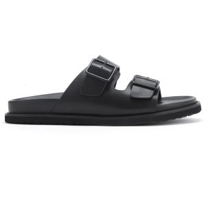 Source Factory Mens Sandals Non-slip Calf Leather Slides Men Beach Slippers Ourdoor Shoes