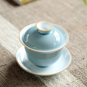 Large Heat-Resistant Three Talents Gaiwan Ceramic Tea Set