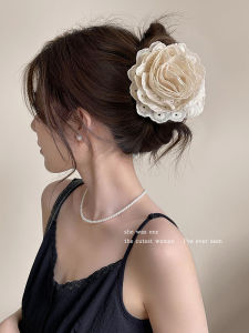 Elegant Lace Hollow Flower Hair Clip Womens Headwear New 2025 High-End Hair Accessories behind the Head Bun Clip Shark Clamp