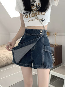 High Waist plus Size Denim Shorts Womens Summer New Style Cover Belly Slimming Skirt Pants Loose Five-Quarter Wide Leg Pants