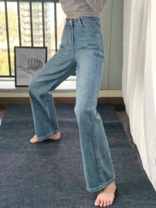 High Waist Straight Leg Jeans Womens Small Size Casual Versatile Wide Leg Long Pants Autumn 2025 New Style High Waist Slim Fit