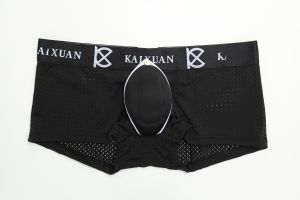 Ice Silk Mens Underwear Breathable Mesh Active Open Cup Pocket Convenient Boys Boxer Shorts Low Waist U Design Youth Fashion