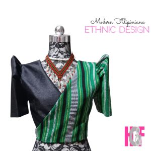 Modern Filipiniana CROP TOP - Inabel (woven) and Heavy Satin Fabric
