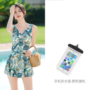 Conservative plus Size One Piece Swimsuit for Women Thermal Bathing Suit Casual Style with Chest Pad No Steel Ring