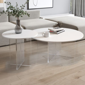 Modern Minimalist Acrylic Marble Top Coffee Table Living Room Home Use round Rock Panel Small Apartment Nordic Style Tea Table