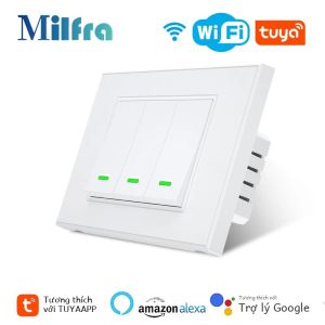 Công Tắc Wifi Thông Minh Milfra 1/2/3 Gang Nút Bấm Tường Không Dây Ứng Dụng Tuya Smart Life Điều Khiển Bằng Giọng Nói Tương Thích Với Alexa Dùng Cho Tự Động Hóa Nhà Cửa